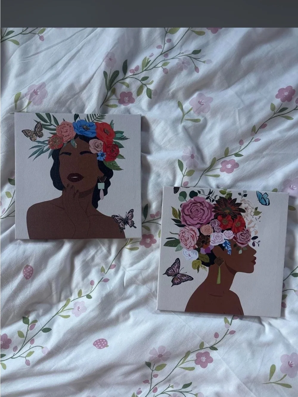 Floral Crown Woman Canvas Wall Art